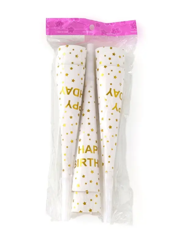 Дудка-гудок "Happy birthday", набор 6 штук