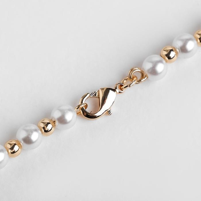 Бусы «Жемчуг» на цепочке, шар №6, цвет белый в золоте, L=53 см Бусы «Жемчуг» на цепочке, шар №6, цвет белый в золоте, L=53 см