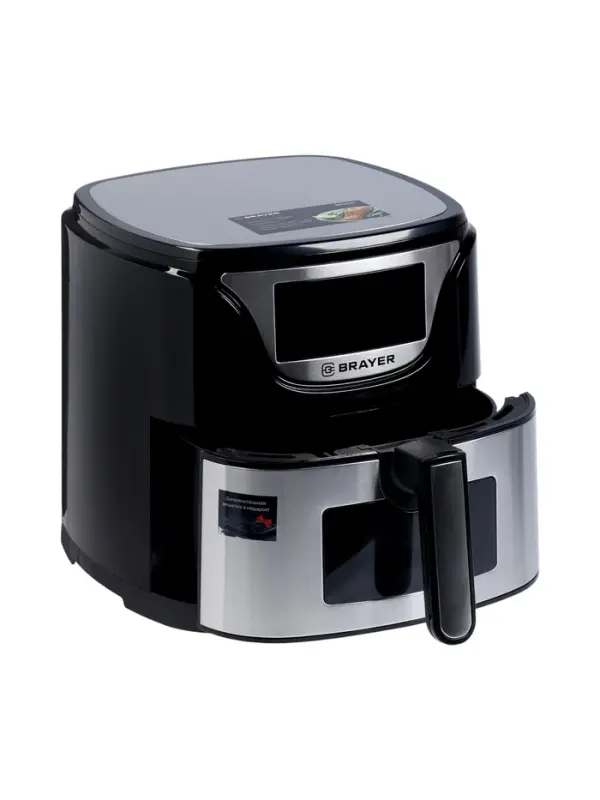 Аэрогриль BRAYER 2037BR,1500Вт,5л,7 программ,200&deg;С, LCD-дисплей таймер,решетка,черно-серый