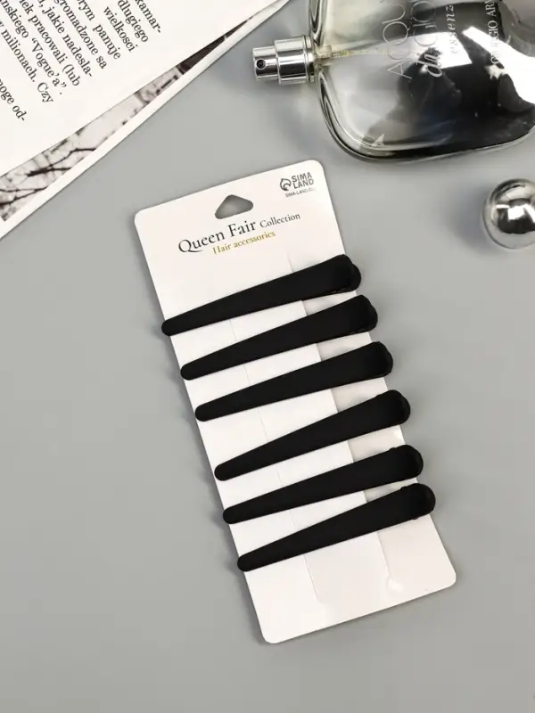 Зажим для волос "Джастин" (набор 6 шт) 7,5 см, чёрный