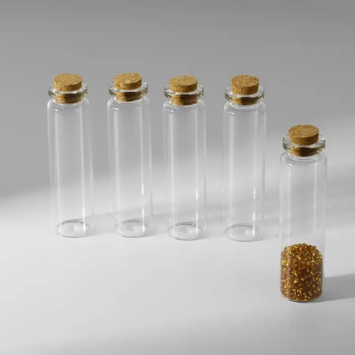 Набор баночек для хранения бисера, d=2.2 × 8 см, 5 шт., в контейнере, 16.3×9×2.4 см