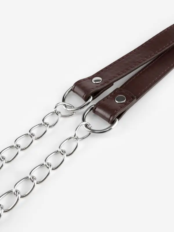 Ручка для сумки, с цепочками и карабинами, 120&times;1.8 см, коричневая
