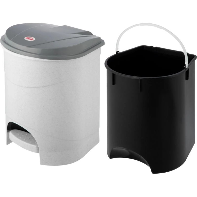 Ведро мусорное пласт 11л прям сер пед крыш+внутр ведро с руч 260х330х260мм