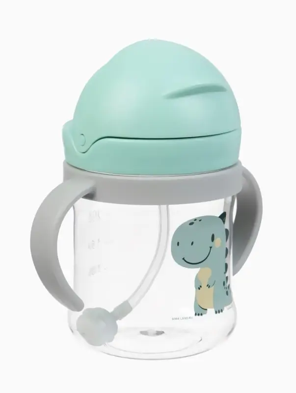 Поильник - непроливайка детский Крошка Я с силиконовой трубочкой и грузиком, от 9 мес., 250 мл., с ручками, бирюзовый