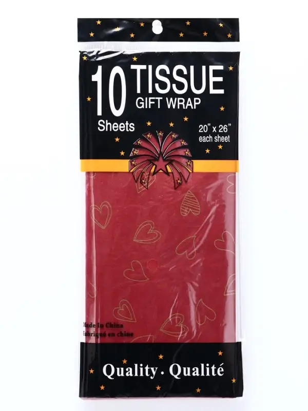 Бумага упаковочная тишью, «Сердечки», 50 см × 70 см 17 грамм, винная