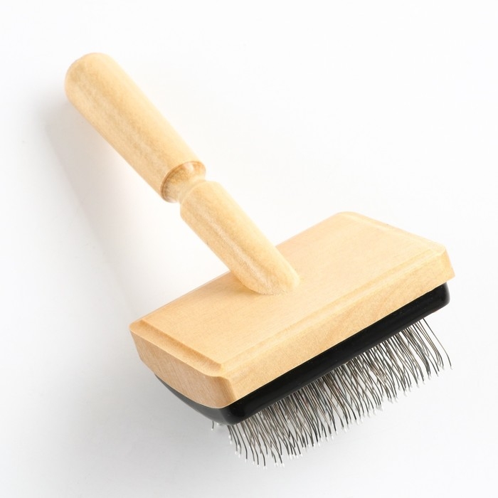 Щётка - пуходёрка деревянная  Щётка - пуходёрка деревянная "Премиум" с каплями, для длинношерстных животных, основание 80 х 60 мм