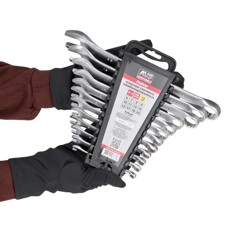 Набор ключей гаечных комбинированных на держателе (6-22 мм) (12 предметов) AVS K3N12P