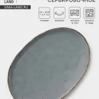Блюдо сервировочное Magistro Alpine Frost, 33&times;22.8&times;2.5 см, овальное, фарфор, голубовато-серый