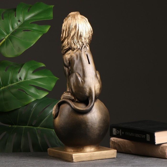 Копилка Копилка "Лев на шаре малый" черное золото, 42х17х16см