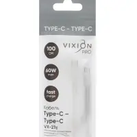 Кабель VIXION PRO VX-27c, Type-C -Type-C, 60 Вт, 3 А, 1 м, белый