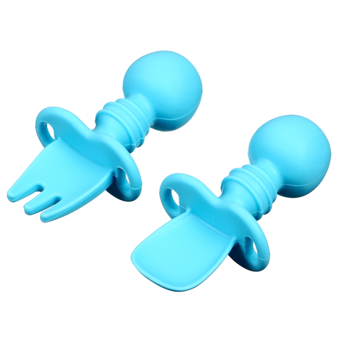 Набор детских столовых приборов, вилка, ложка, цвет голубой Набор детских столовых приборов, вилка, ложка, цвет голубой