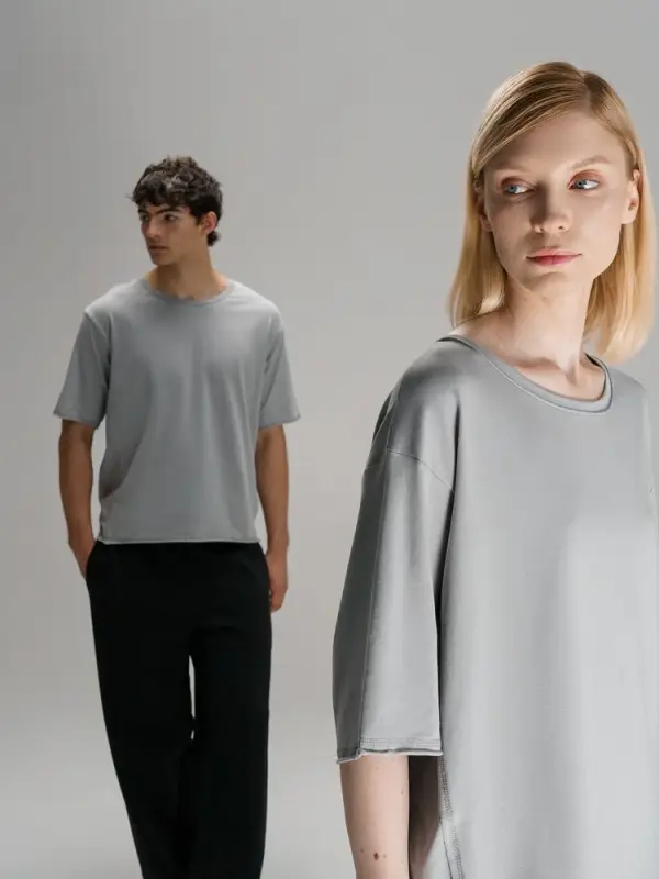 Футболка оверсайз унисекс Vozduh, светло-серая, размер XS/S Футболка оверсайз унисекс Vozduh, светло-серая, размер XS/S