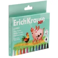 Восковые мелки 12 цветов, ErichKrause Baby Jumbo, утолщенные, круглые