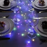 Гирлянда &laquo;Мишура&raquo; 5 м, роса, IP20, серебристая нить, 100 LED, свечение мульти, USB