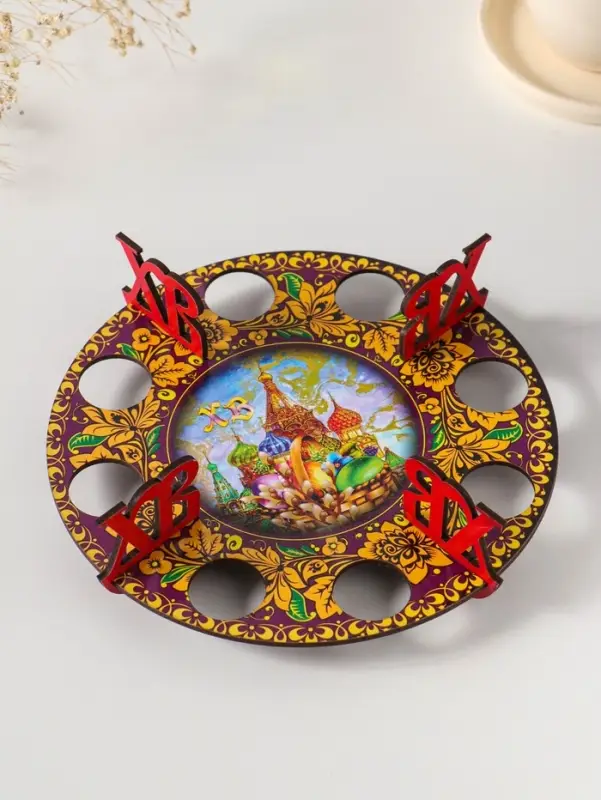 Подставка пасхальная на 8 яиц "Собор с хохломой".