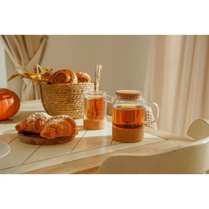 Заварочный чайник SL Home &laquo;Алькорноке&raquo;, 600 мл, 17&times;10&times;15 см, на пробковой подставке, стекло, прозрачный