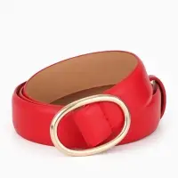 Ремень жен 05-01-01-07, 3*0,3*110 см, без винта, пряжка золото, затяжка, красный