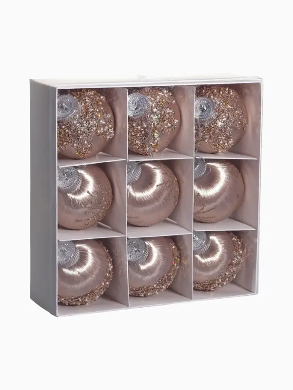 Набор шаров пластик d-8 см, 9 шт Набор шаров пластик d-8 см, 9 шт "Оллин" грация, золото