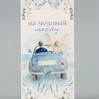 Конверт для денег &laquo;На медовый месяц&raquo;, голубой, 16.5&times;8 см