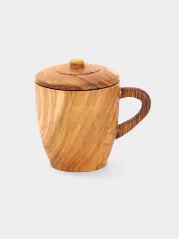 Кружка с крышкой, 11&times;8.5&times;10.5 см, тиковое дерево