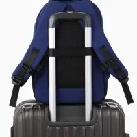 Рюкзак, 27*13*38,5 см, 2 отд 3н/карм, Комби, Водонепрон. дно, синий/черн