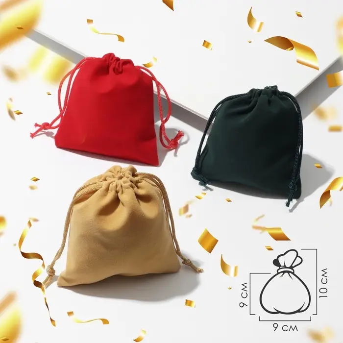 Мешочек бархатный «Ассорти новогодний», 9×10, МИКС Мешочек бархатный «Ассорти новогодний», 9×10, МИКС