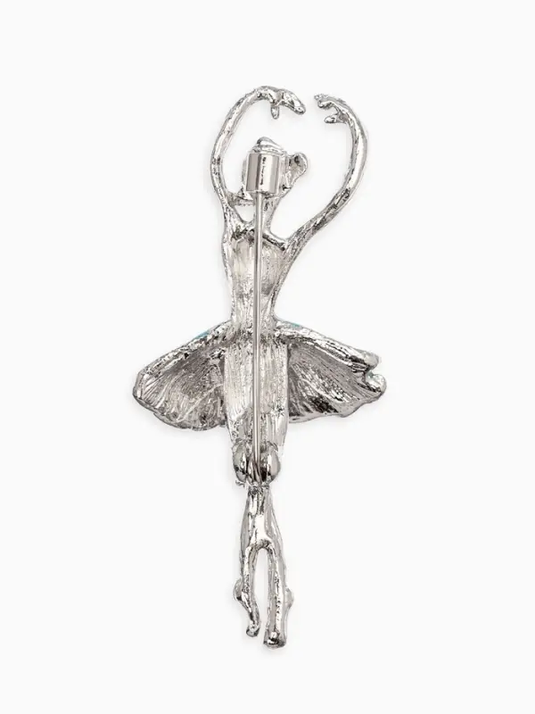 Брошь &laquo;Балерина&raquo;, бело-голубая в серебре