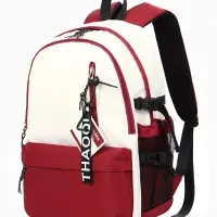 Рюкзак школьный, с мягкой спинкой, 2 отделения, 5 карманов, 30&times;14&times;45 см, бордовый, белый