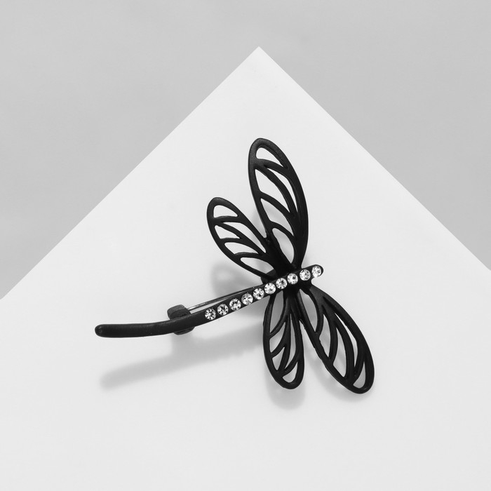Брошь «Стрекоза» дарк, цвет чёрно-белый в чёрном металле Брошь «Стрекоза» дарк, цвет чёрно-белый в чёрном металле