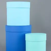 Набор круглых подарочных коробок «Аквамарин» 3 в 1 - 18×16×13 см