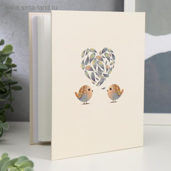 Фотоальбом на 100 фото 10х15 см Фотоальбом на 100 фото 10х15 см "Птенчики и сердечко из листьев" 18х14х5 см