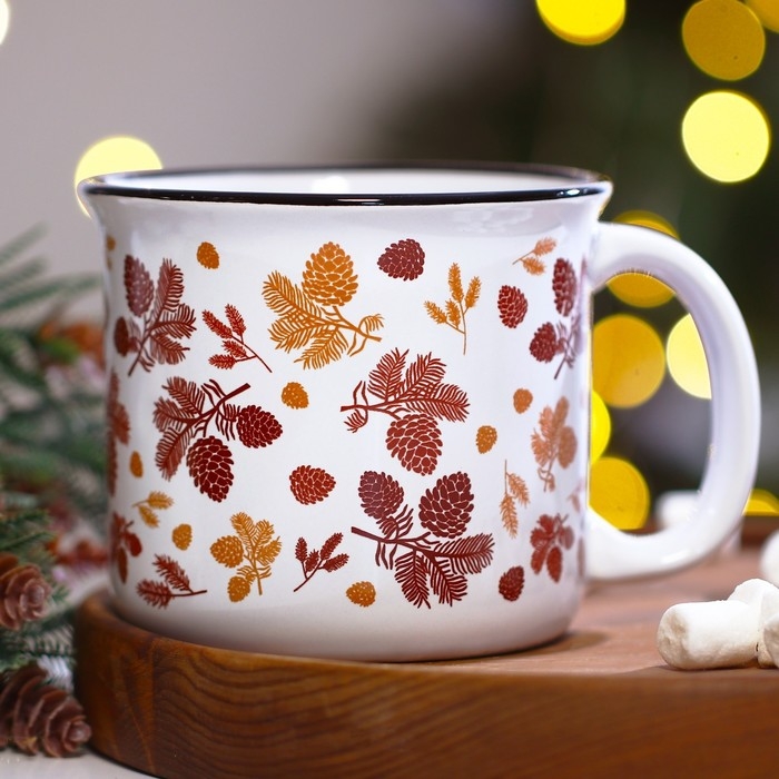 Кружка керамическая «Новогодний принт», 450 мл, цвет белый