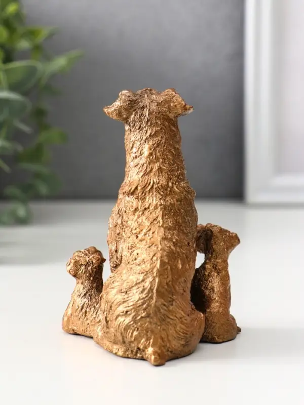 Фигурка гипс &laquo;Терьер с щенками&raquo;, 10&times;7&times;7.5 см, под бронзу