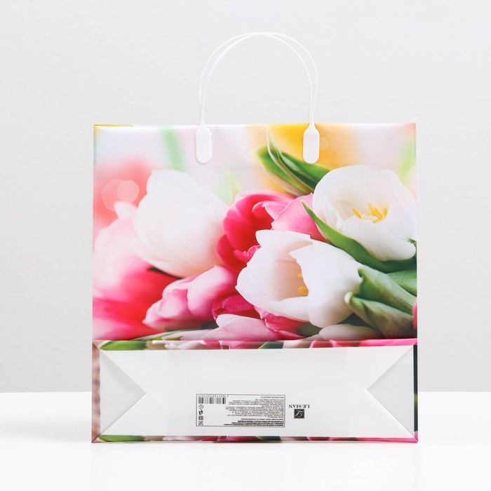 Пакет  Пакет "Нежные тюльпаны", мягкий пластик, 30 x 30 см, 120 мкм