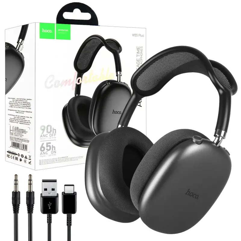 Наушники W55 Plus Wireless Headphones HOCO серые Наушники W55 Plus Wireless Headphones HOCO серые