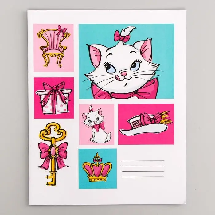 Тетрадь в клетку 12 листов, 5 видов МИКС, обложка мелованный картон, &laquo;Коты аристократы&raquo;