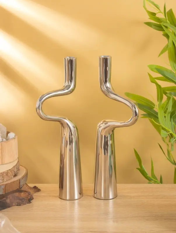 Подсвечники  Подсвечники "Сплетение" (набор 2 шт) 11х6х34 см, алюминий