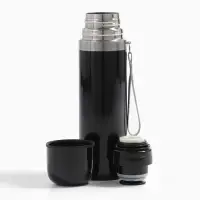 Термос гильза Мастер К, 500 мл, 24&times;7 см, с кружкой, с помпой, сохраняет тепло 10 ч, нержавеющая сталь, чёрный