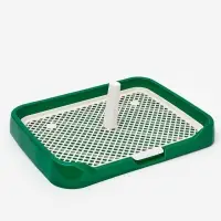 Туалет для собак, 46.5&times;36&times;5.5 см, со съёмной решеткой и столбиком, зелёный