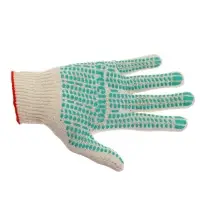 Перчатки садовые, хб, вязка 10 класс, 4 нити, размер 9, с ПВХ точками, белые, Greengo