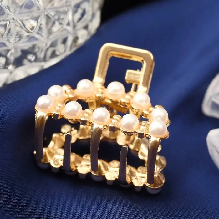 Крабик для волос &laquo;Аманда&raquo;, дуга жемчуг, 2.5 см, золотистый