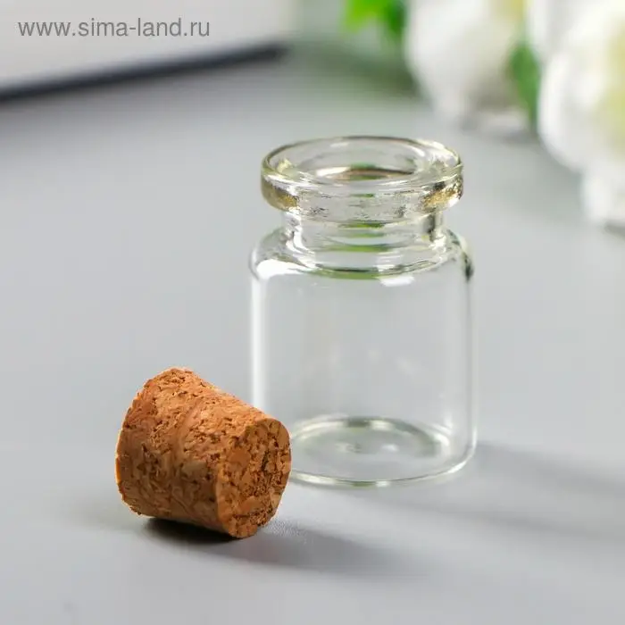 Декор для творчества стекло  Декор для творчества стекло "Бутылочка с пробкой", 5 мл, 3х2х2 см