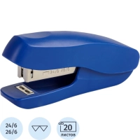 Степлер №24/6, 26/6, до 20 листов, пластик, синий