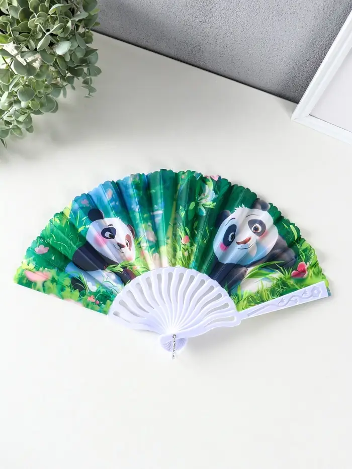 Веер пластик, текстиль "Панда в цветочном саду" МИКС 23 см Веер пластик, текстиль "Панда в цветочном саду" МИКС 23 см