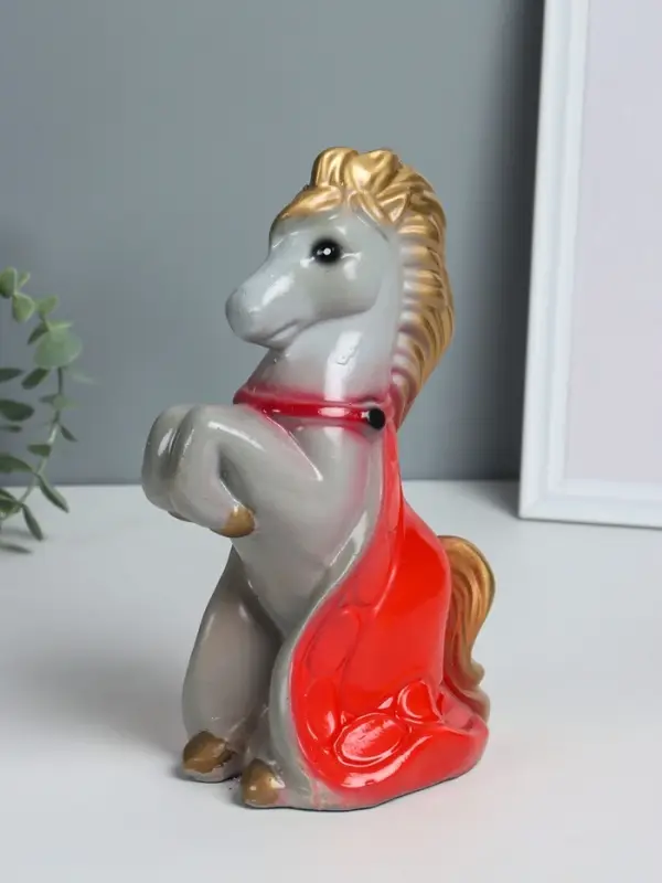 Копилка "Лошадка с попоном" высота 25 см, серый