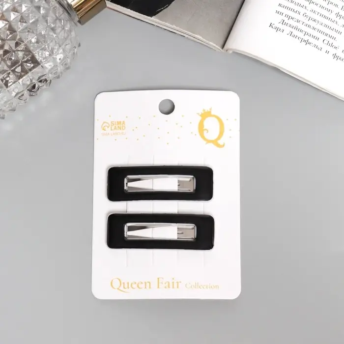 Невидимки для волос «Венера», набор 2 шт., классик, 5 см, чёрные Невидимки для волос «Венера», набор 2 шт., классик, 5 см, чёрные