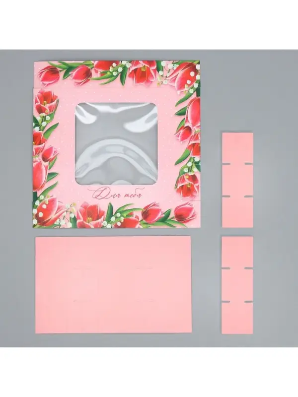 Коробка для конфет, кондитерская упаковка, 9 ячеек, &laquo;Тюльпаны&raquo;, 14.7&times;14.7&times;3.5 см