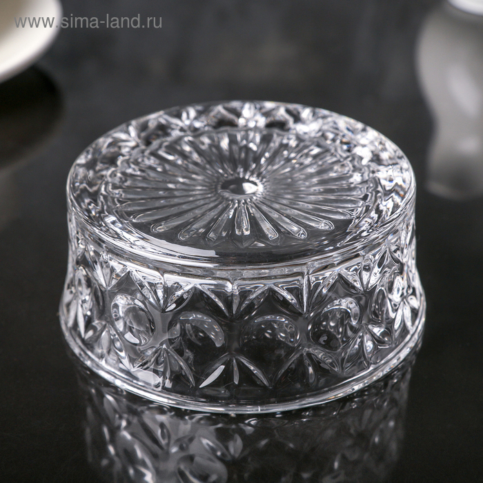 Сахарница стеклянная «Круги», 250 мл, 10,5×10,5 см, с крышкой Сахарница стеклянная «Круги», 250 мл, 10,5×10,5 см, с крышкой