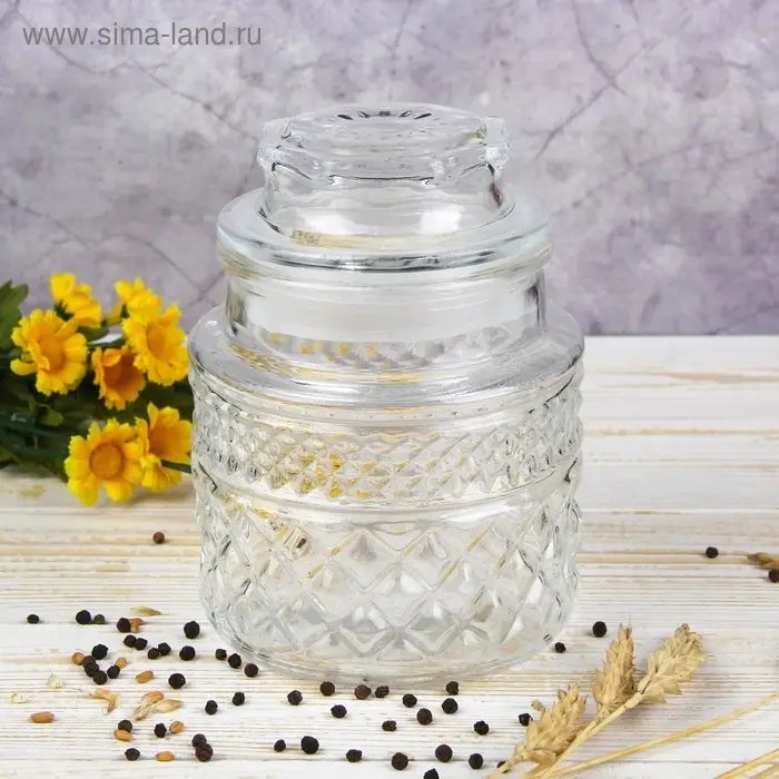 Банка для сыпучих продуктов &laquo;Аригато&raquo;, 1 л,12&times;12&times;17 см, стекло, прозрачная