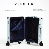Чемодан средний 55 л (M), отдел на молнии, 2 кодовых замка, 4 колеса, крючок, цвет голубой